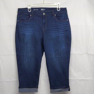Style & Co Curvy Capri Jeans Womens Size 14 Stretch High Rise Pockets Cuffed